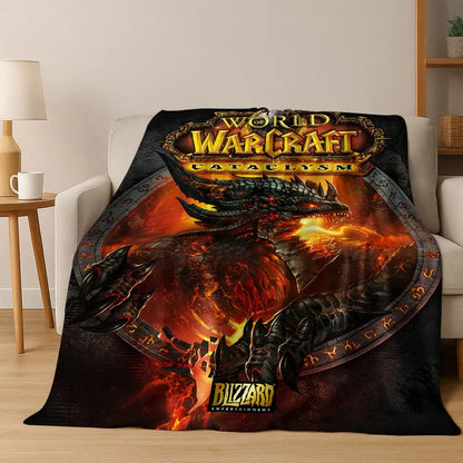 WOW World of Warcraft Arthas Demon Illidan Sylvanas flanellen deken, comfortabele zachte plaid voor thuis, slaapkamer, bed, bankovertrek of cadeau