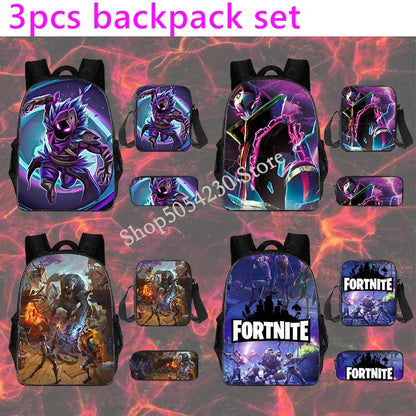Mochila Fortnited de 3 piezas para niños Victory Game, 16 pulgadas, resistente al agua, mochila preescolar moderna, mochilas escolares para primaria