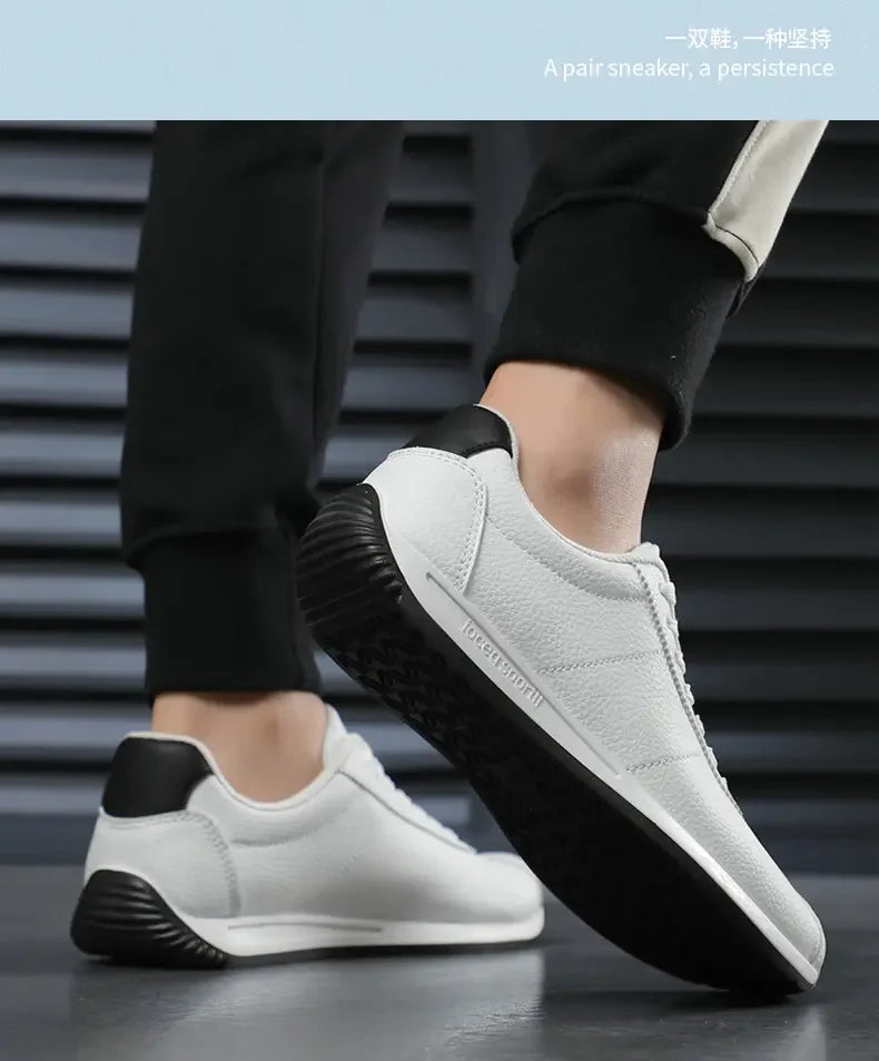 Leisure Running Summer Fashion Anti-Slip Mountaineering PU Leather Sports Shoes, Tennis Trend, Hot Selling Men’s White Flat Shoes