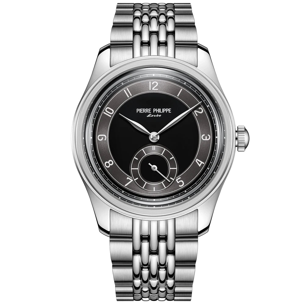 High-end men's 38MM watch black enamel dial ST17 manual mechanical watch leather waterproof