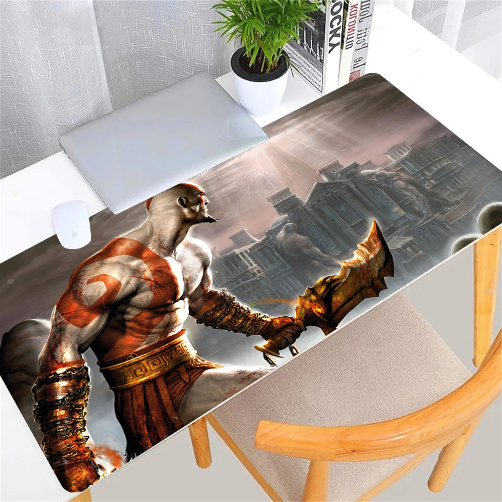 Large Game God of War Mousepad XL Desktop Natural  Rubber Desk Mat Kawaii Gaming Accessories Students Writing Pad Desk Mat 80x30
