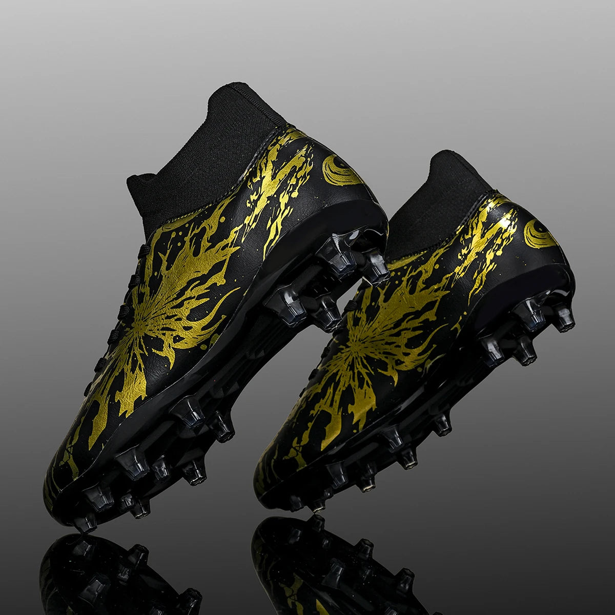 Chaussures de football Shock Cushion AG FG avec semelle extérieure épaisse en PU textile et TPU, réduisent la fatigue des pieds lors d'entraînements prolongés sur gazon naturel.