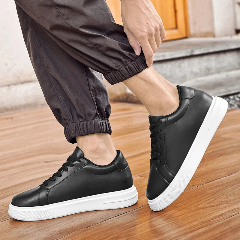 New Men's Sneakers Elevator Shoes Height Increasing Insole 6-10CM High Heels Leather Sport Shoes Men's Shoes