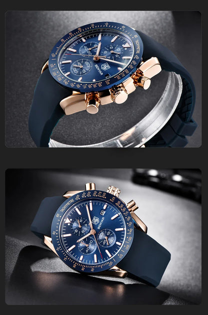 Reloj para hombre BENYAR 5140, reloj deportivo informal, reloj de cuarzo de lujo resistente al agua, cronógrafo militar de marca de alta gama.