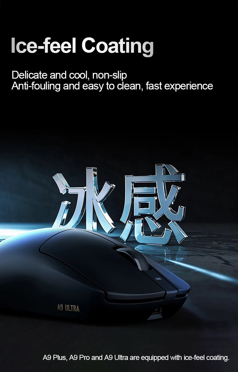Ratón gaming inalámbrico ATK Dragonfly A9 Ultra PAW3950, ultraligero, trimodo, ergonómico, para esports y jugadores FPS, A9 SE Plus