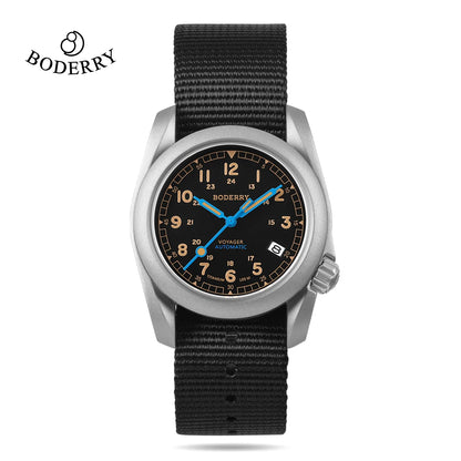 Boderry Field Watch VOYAGER Men's Watches 100M Waterproof Titanium Automatic Luminous For Seiko Movement Wristwatch