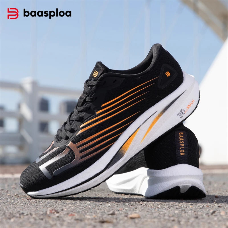 Baasploa Men's Professional Running Shoes Lightweight Breathable Jogging Sports Shoes Female Carbon Plate Anti-slip Sneakers