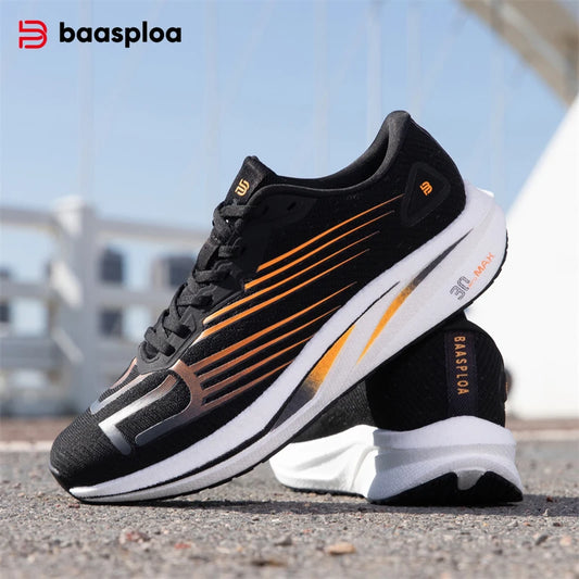Baasploa Men Professional Running Shoes Lightweight Breathable Jogging Sports Shoes Female Carbon Plate Anti-slip Sneakers