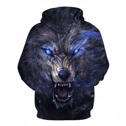 Felpe con cappuccio oversize 3D Animal Wolf da uomo e donna, moda casual, pullover hip hop Harajuku streetwear