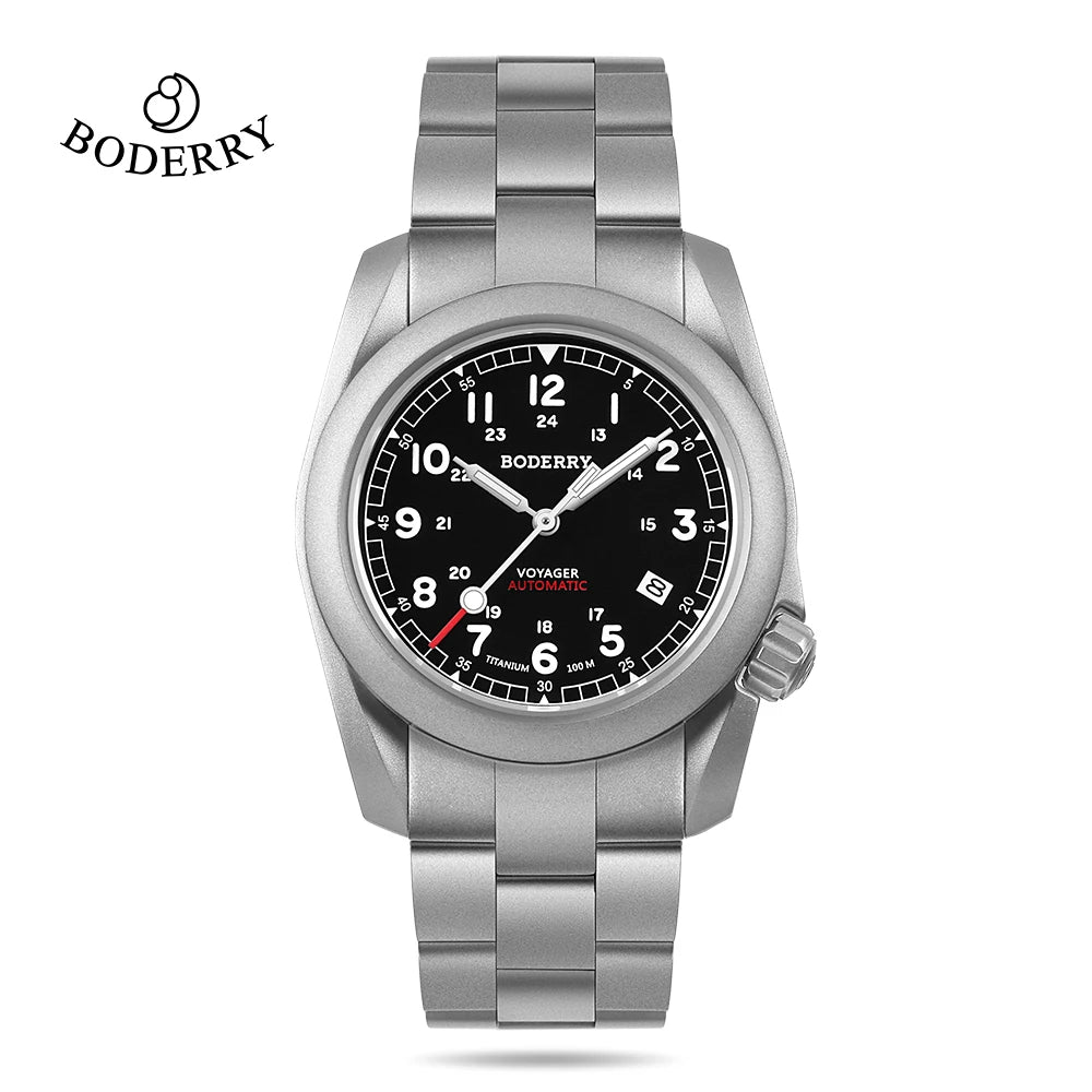 Boderry VOYAGER Field Watches Bronze Case Automatic For Seiko NH35 Watch 100M Waterproof Clock Military Vintage Wristwatch Mens