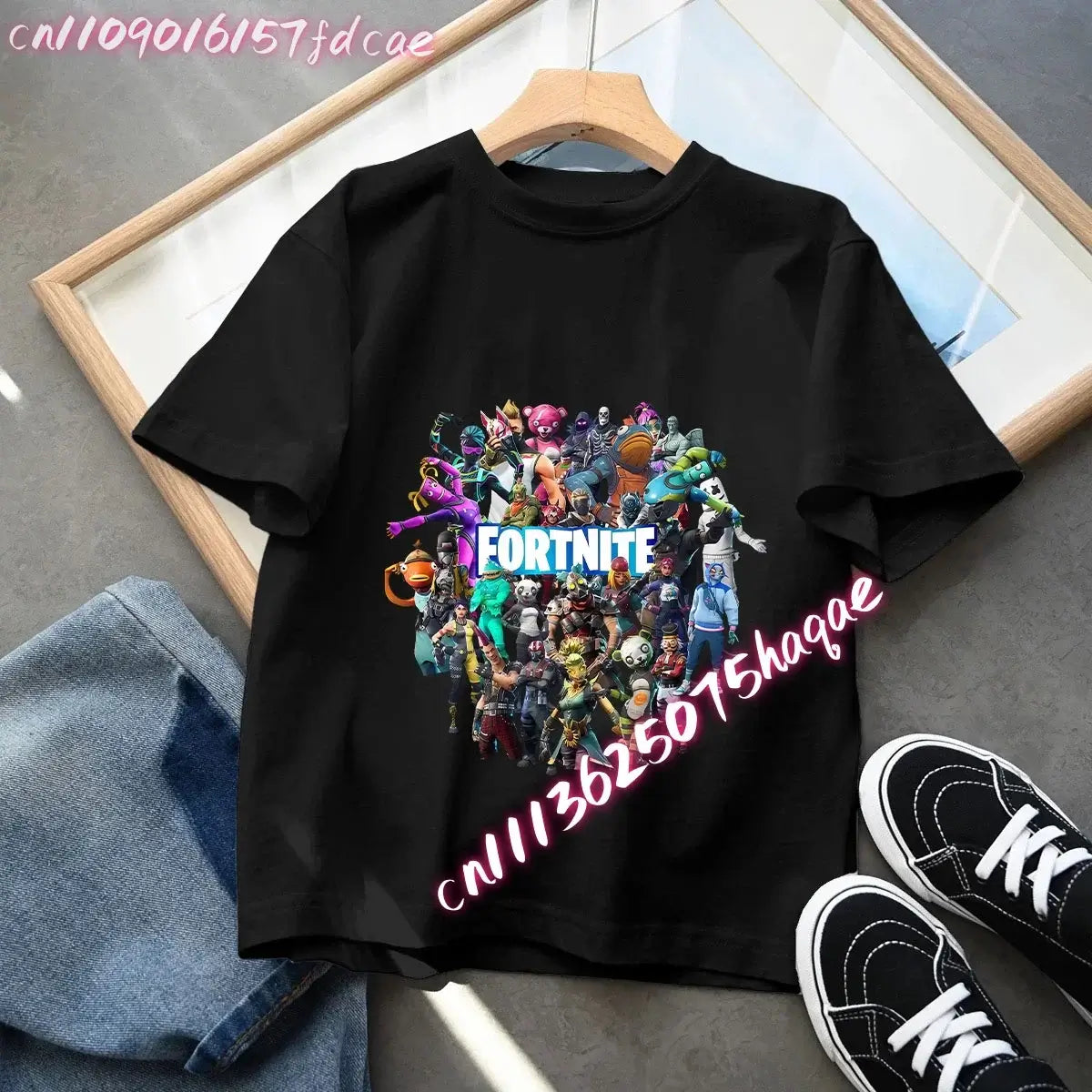 Fortnites Kids Black Cotton T-Shirt Fortress Night Baby Short Sleeve Tees Shirt Cartoon Boy Girl Summer Clothes Kawaii Tops Gift