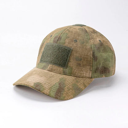 Spring Camo Baseball Cap - Tactical Military Snapback with Hook & Loop Patch Unisex Breathable Sun Hat Outdoor UV Protection