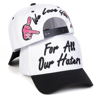 Cappellini da baseball unisex con ricamo «FOR ALL OUR HATERS» - Primavera/Autunno - Cappelli casual regolabili per attività all’aperto - Cappellino parasole - Cappellino sportivo