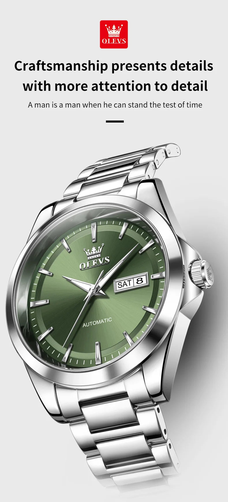 OLEVS 7090 Mens Watch Luxury Original Automatic Mechanical Watch Chronograph Week Date Watches For Man Waterproof Luminous
