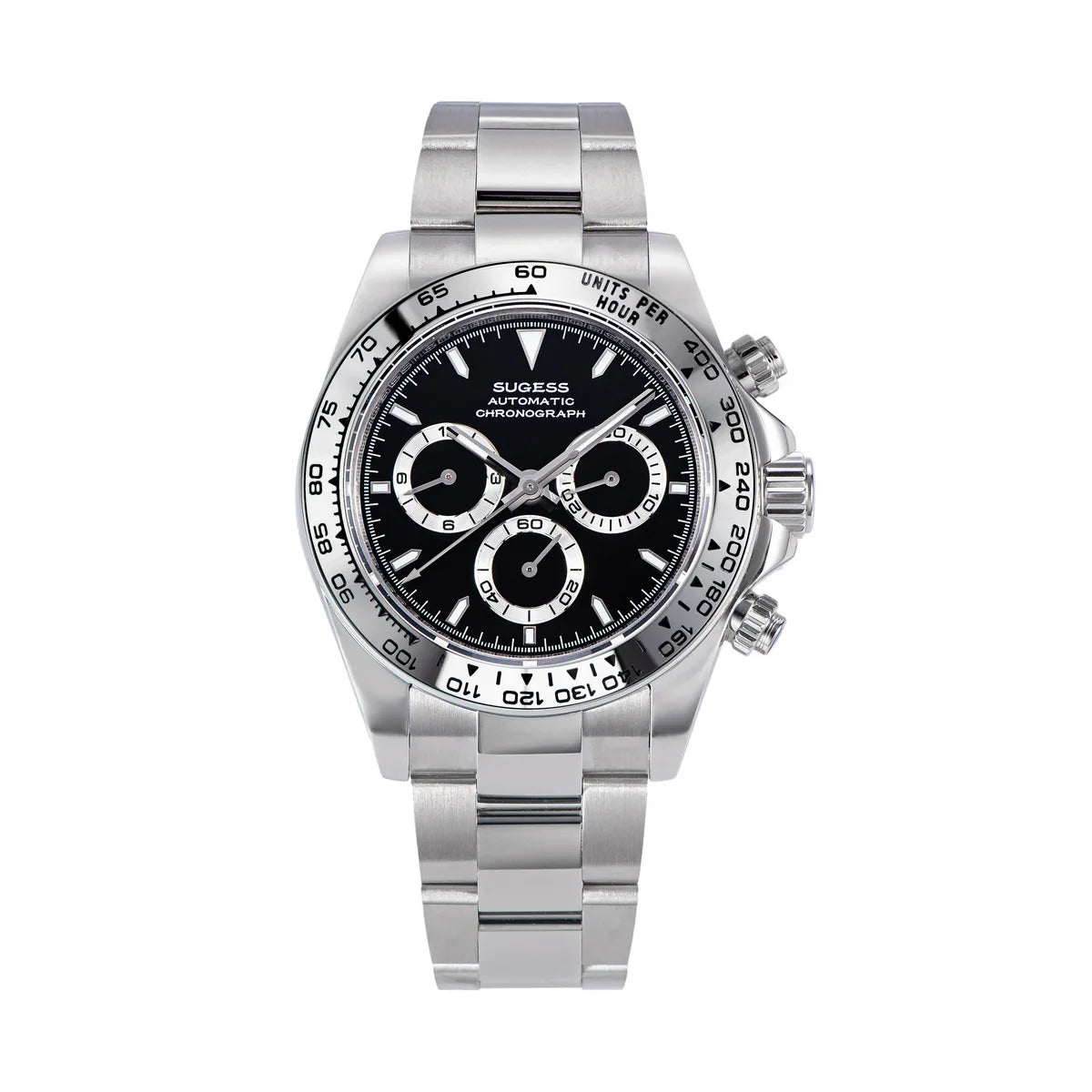 Sugess Panda Chronograph Movement Automatic Mechanical Chronograph Wristwatch Waterproof Diving Men Watches Ceramic Bezel Tona