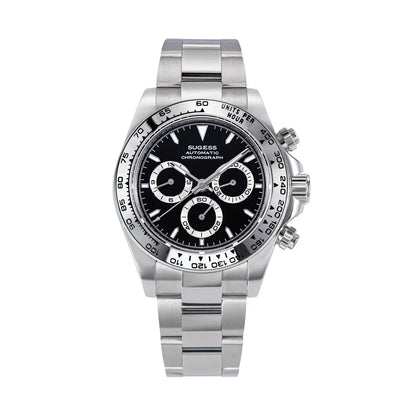 Sugess Panda Chronograph Movement Automatic Mechanical Chronograph Wristwatch Waterproof Diving Men Watches Ceramic Bezel Tona