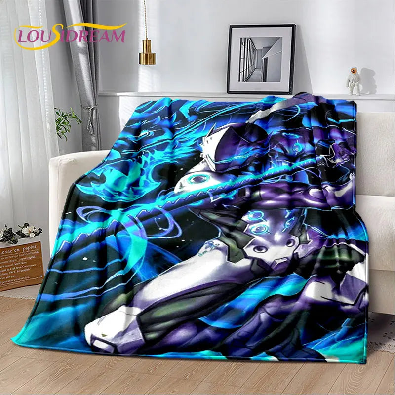 Overwatch Game Gamer D.Va Reaper Soft Plush Blanket, Flannel Blanket Throw Blanket for Living Room Bedroom Bed Sofa Picnic Kid 3D