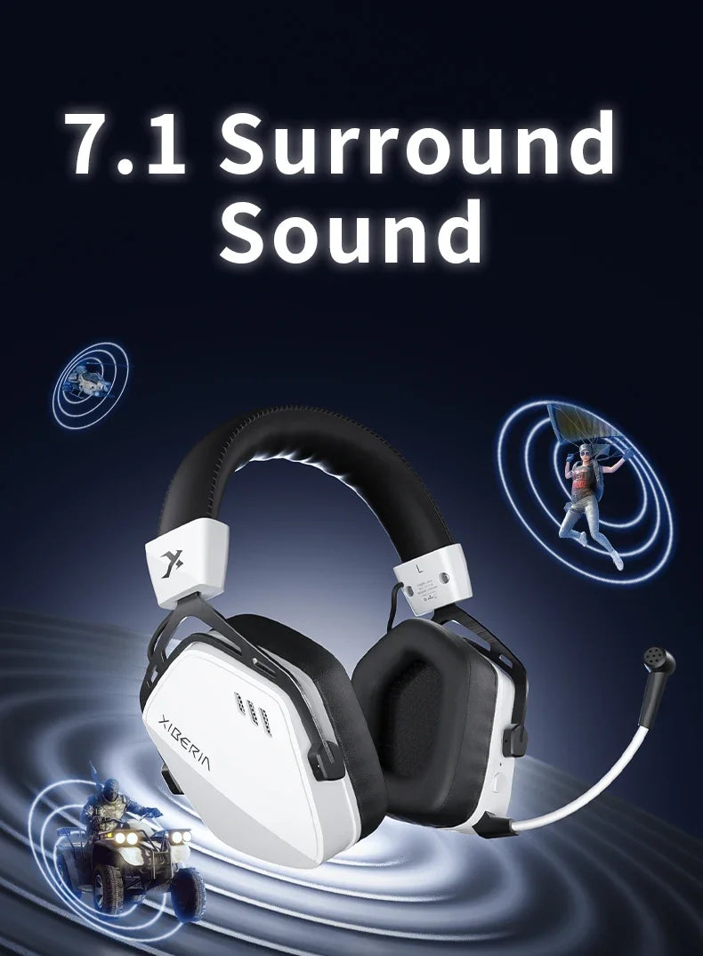 XIBERIA Wireless Gaming Headphones K03S Pro 7.1 Surround Sound 2.4GHz 4 Mode Headsets Gamer 2000mAh Battery Low Latency IEM