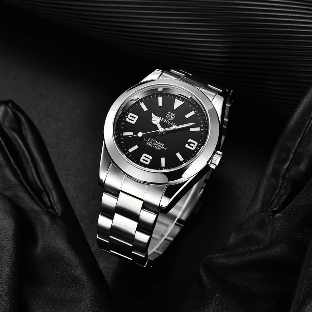 BENYAR 2025 Nuevo reloj mecánico automático para hombre, estilo business deportivo de lujo, relojes para hombre, resistente al agua 50M, Relogios Masculino