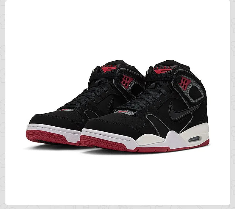 Nike Authentic AIR FLIGHT FALCON 397204‑061, chaussures de basketball mi-hautes pour hommes, noir, blanc, rouge, baskets rétro.