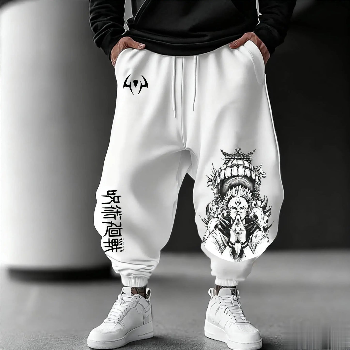 Calças de fato de treino largas para homem Jujutsu Kaisen, estilo casual, com estampado de anime japonês, streetwear gráfico, calças hip hop, roupa Y2K