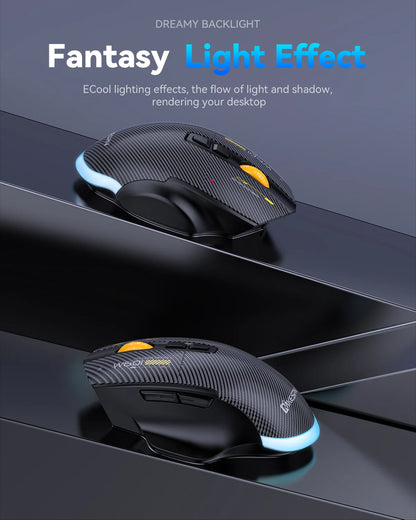 Bluetooth Wireless Gaming Mouse, 12800 DPI Wired/Wireless RGB Mouse with 7 Programmable Buttons, for PC Laptop, Gaming