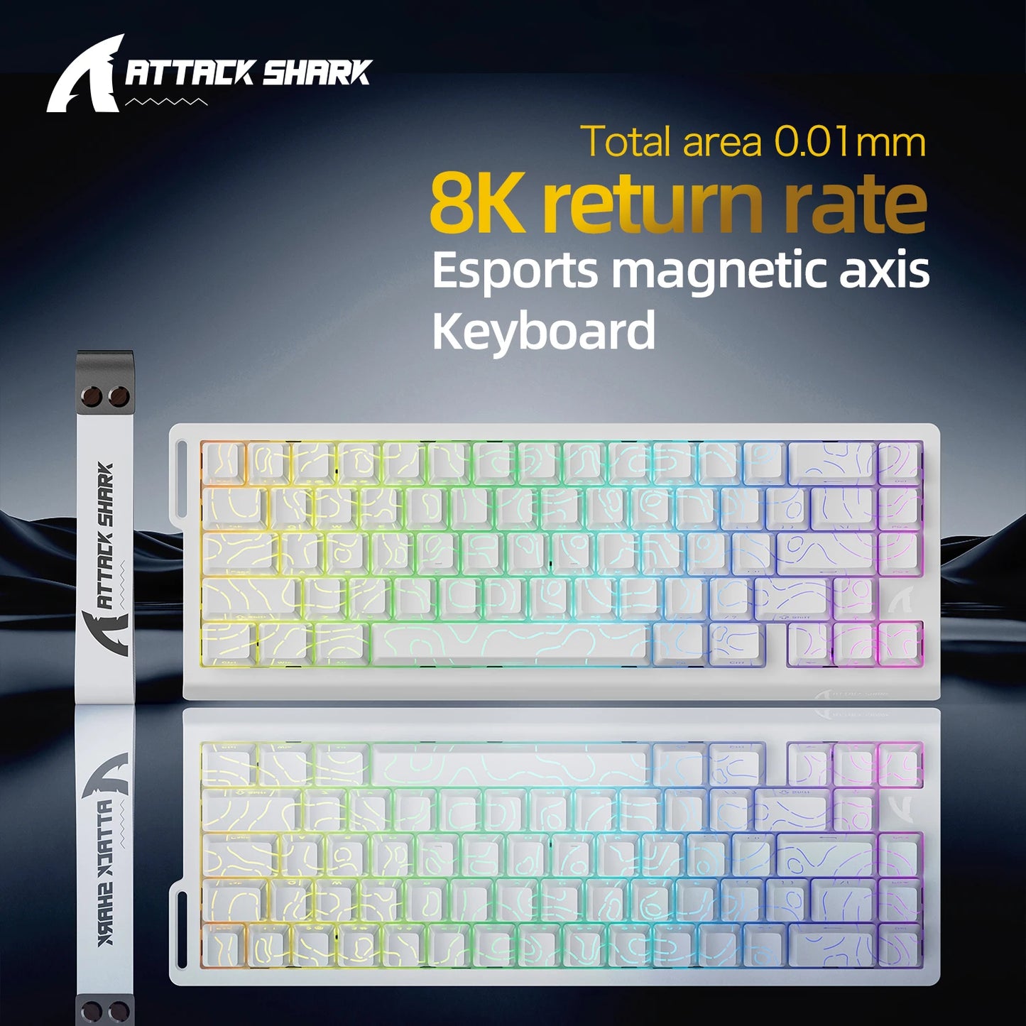 Teclado mecânico magnético ATTACK SHARK X68HE X68Pro He para gaming profissional, acionamento rápido de 0.01mm, 8000Hz, SOCD/Rs, 0.125ms, taxa de 128K