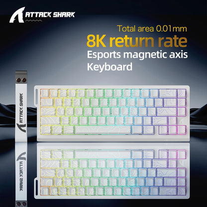 Teclado mecânico magnético ATTACK SHARK X68HE X68Pro He para gaming profissional, acionamento rápido de 0.01mm, 8000Hz, SOCD/Rs, 0.125ms, taxa de 128K