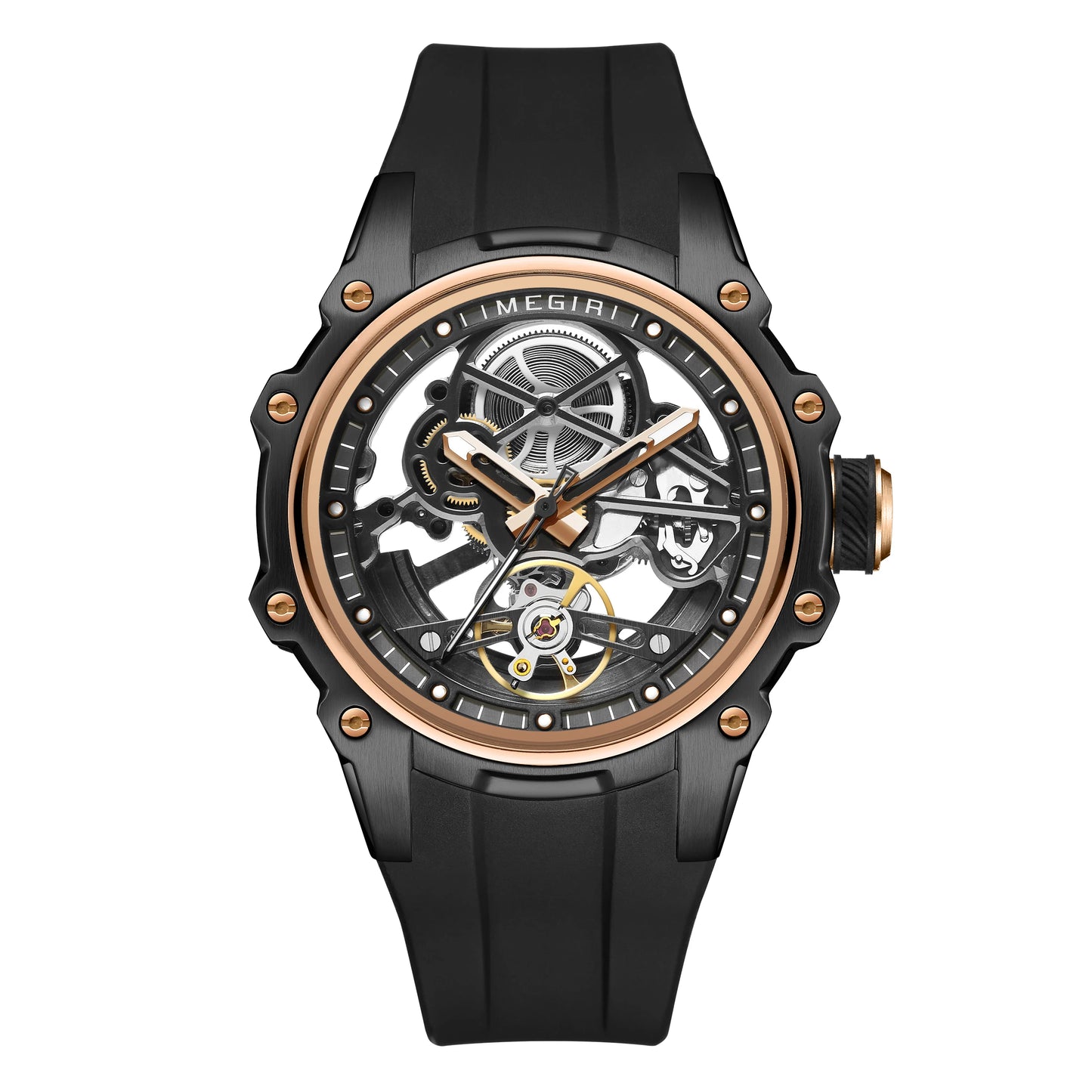 MEGIR Fashion Men's Full Automatic Watches Hollow Out Luminous Sports Mechanical Watch Waterproof Wristwatches Reloj Hombre 2243
