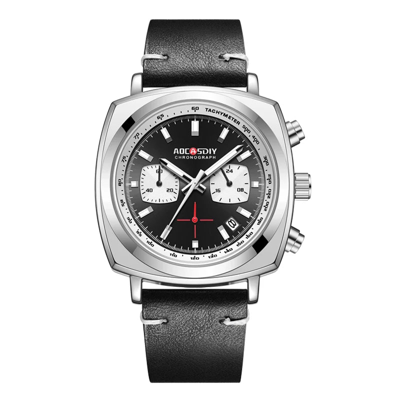2026 New Square Watches for Men Multi-Functional Three-Eye Six-Pin Timing Waterproof Chronograph Quartz Watch Relogio Masculino