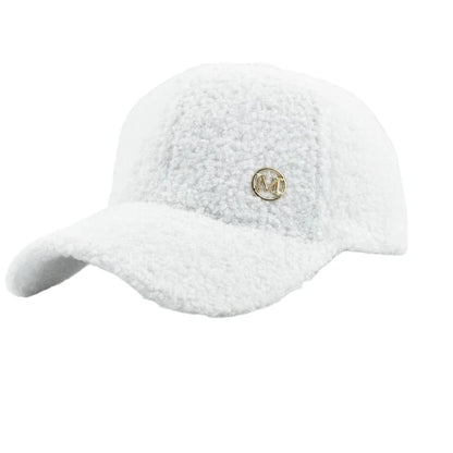 Winter Solid Color M-Label Lamb Wool Baseball Cap for Women, Outdoor Warm Casual Fashion Versatile Plush Duckbill Cap