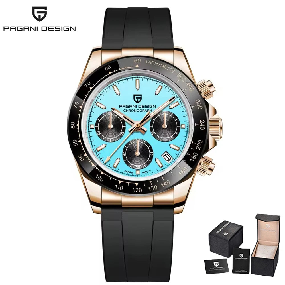PAGANI DESIGN V2 40MM Meteorite Dial Men Quartz Watches Sapphire Retro Chronograph Waterproof Watch For Men