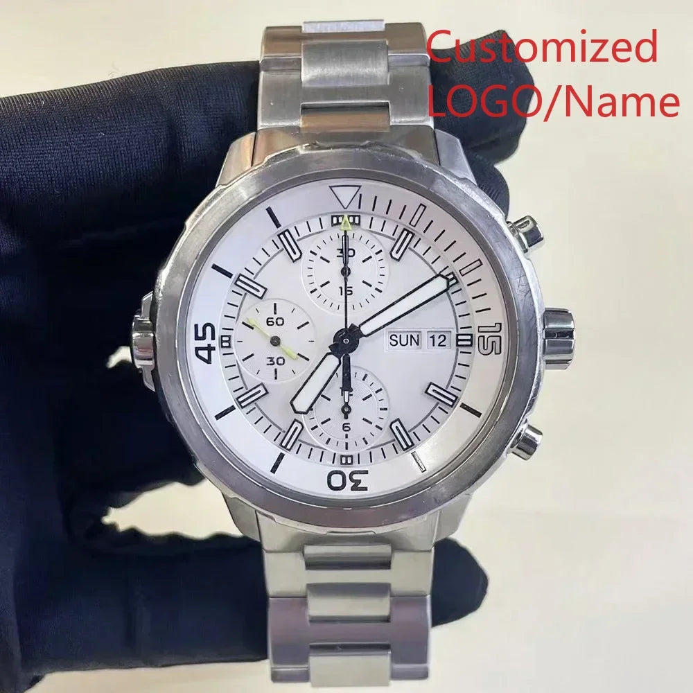 A11 Store Customized Watch  Men Chronograph Watch Aquatimer Watches Multifunctional Stainless Steel Black Blue Rubber