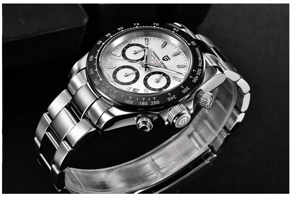 Chronografklocka för män från PAGANI DESIGN – Lyxig armbandsur med kvartsverk, självlysande och vattentät.