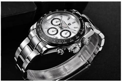 Chronografklocka för män från PAGANI DESIGN – Lyxig armbandsur med kvartsverk, självlysande och vattentät.