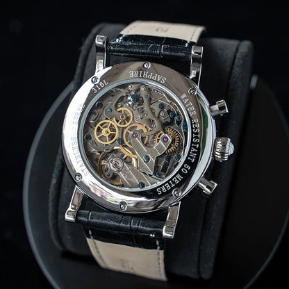 Sugess Men Watch ST1908 Swanneck Movement Mechanical Chronograph Wristwatch Genuine Moonphase Calendar Vintage Leather NEW 2023