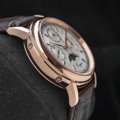 Original Movement ST1908 Sugess Men Mechanical Calendar Watch Chronograph Vintage Moonphase Wristwatches Waterproof