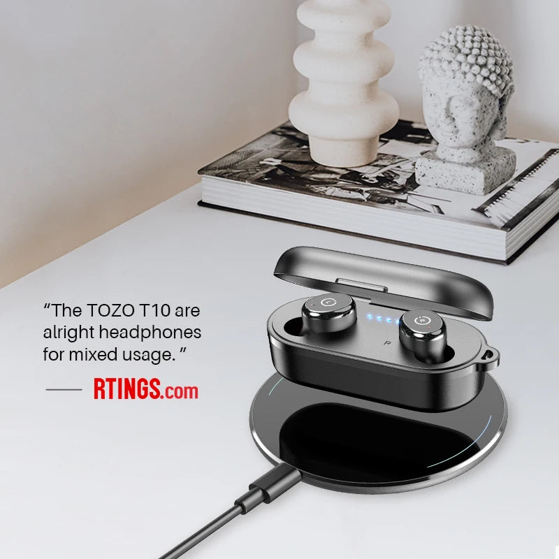 TOZO T10 Bluetooth 5.3 Earphones ,Wireless Headphones , AI Enhanced Calling With Deep Bass, IPX8 Waterproof Earbuds ,45H Play