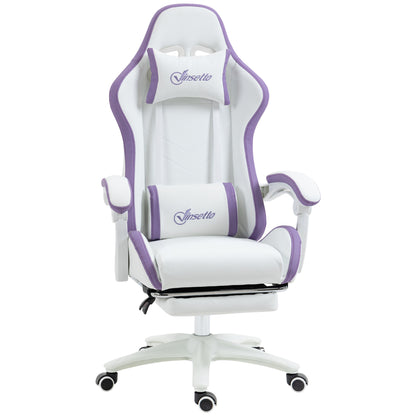 Vinsetto Gaming Chair PU Leather Gamer Chair with Footrest, Reclining 135° Ergonomic Gaming Chair with Headrest & Lumbar Support