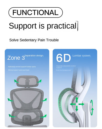UVR Ergonomic Office Chair with Adjustable Lumbar Support, Breathable Mesh Computer Chair, Reclining Swivel Executive Chair for Home & Office