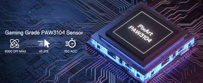 Rato Gaming Sem Fios Redragon M916, Ultra-Leve 49G, 8K DPI, 2.4G, com Design Ergonómico de Pega Natural
