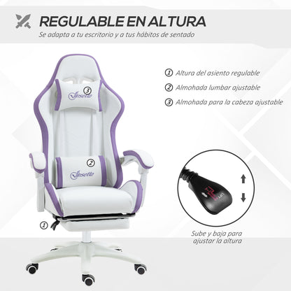 Vinsetto Gaming Chair PU Leather Gamer Chair with Footrest, Reclining 135° Ergonomic Gaming Chair with Headrest & Lumbar Support